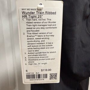 lululemon athletica Black Wunder Train Ribbed HR Tight 25"